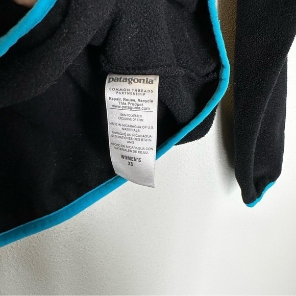Patagonia Synchilla Snap T Pullover Fleece Sweater Black Blue Trim Size XS Women - Picture 6 of 10